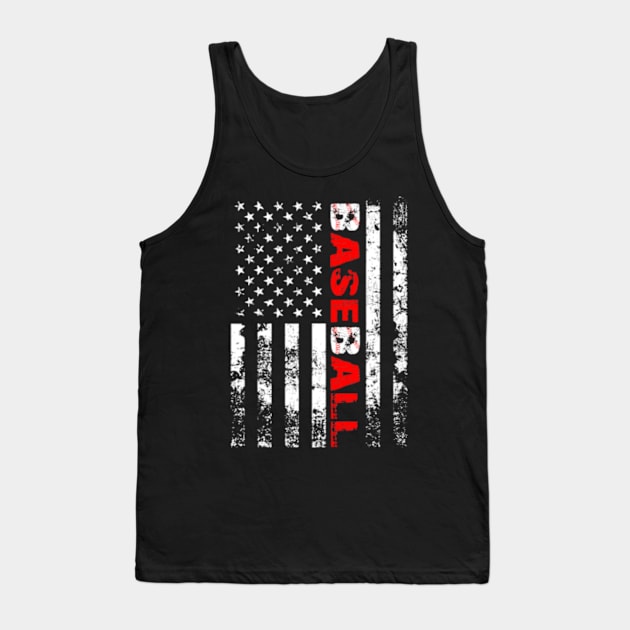 American Flag Gift Baseball Lover Tank Top by credittee